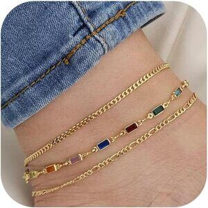 Anklets for Women 14K Real Gold Silver Plated Ankle Bracelets Trendy